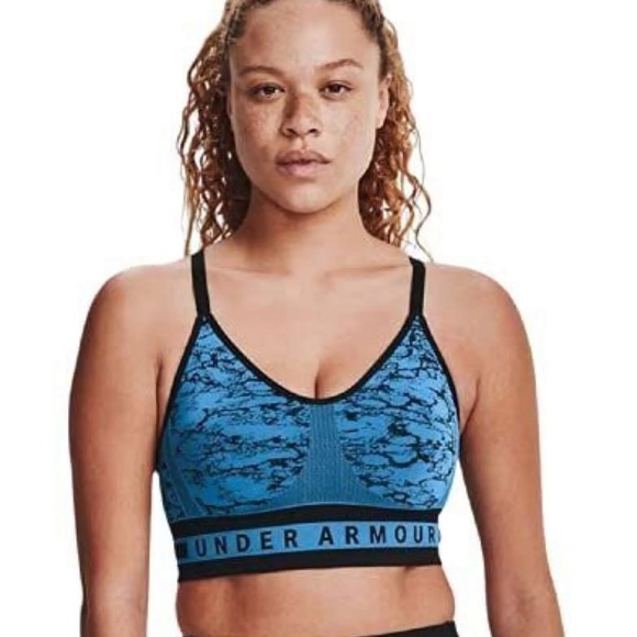 Under Armour Women's Black and Blue Sports Bra - Picture 1 of 4